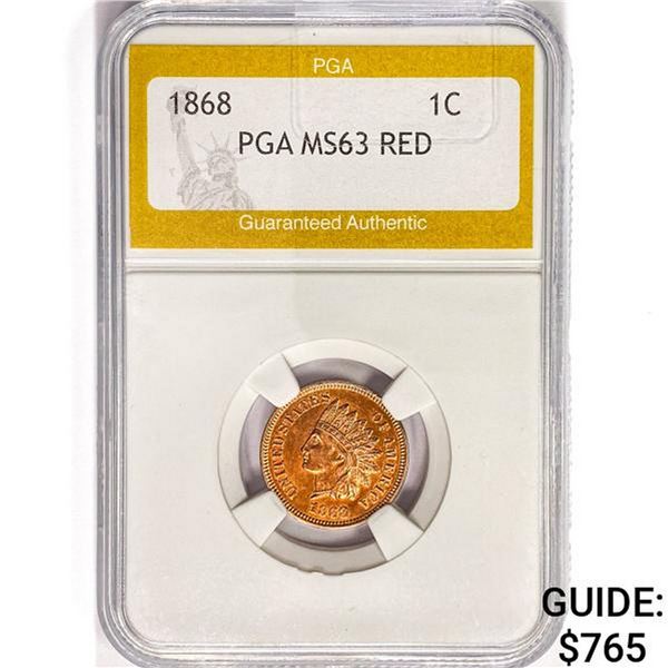 1868 Indian Head Cent PGA MS63 RED