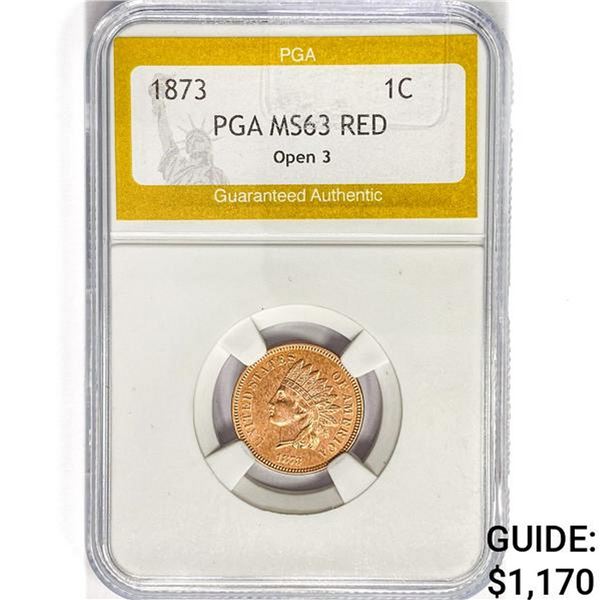 1873 Indian Head Cent PGA MS63 RED, Open 3