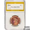 Image 1 : 1838 Coronet Head Large Cent PGA MS64 RED