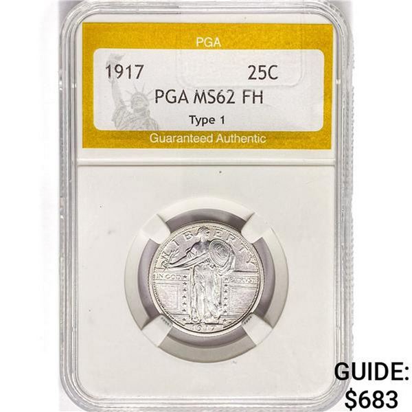 1917 Standing Liberty Quarter PGA MS62 FH, Type 1