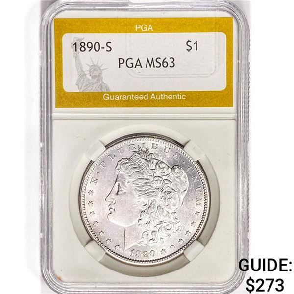 1890-S Morgan Silver Dollar PGA MS63