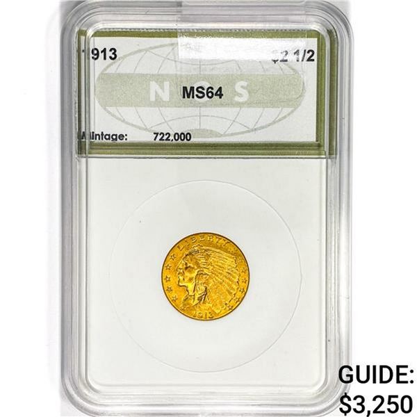 1913 $2.50 Gold Quarter Eagle NGS MS64