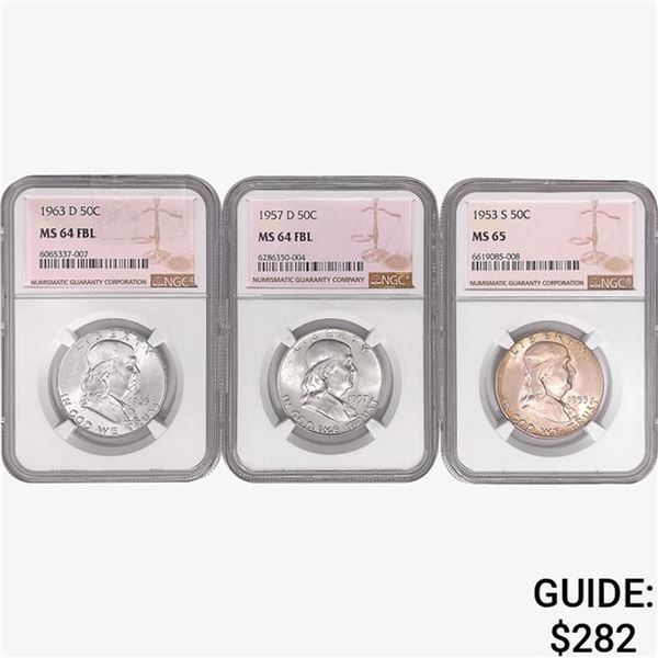 [3] Franklin SILV. 50C INCLD. FBL NGC MS 1953-1963