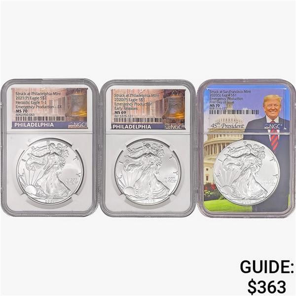[3] American Silver Eagle NGC MS 2020-2021