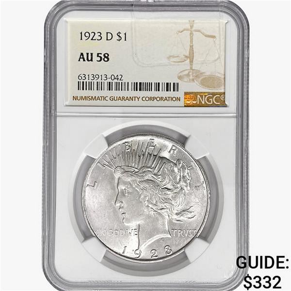 1923-D Silver Peace Dollar NGC AU58
