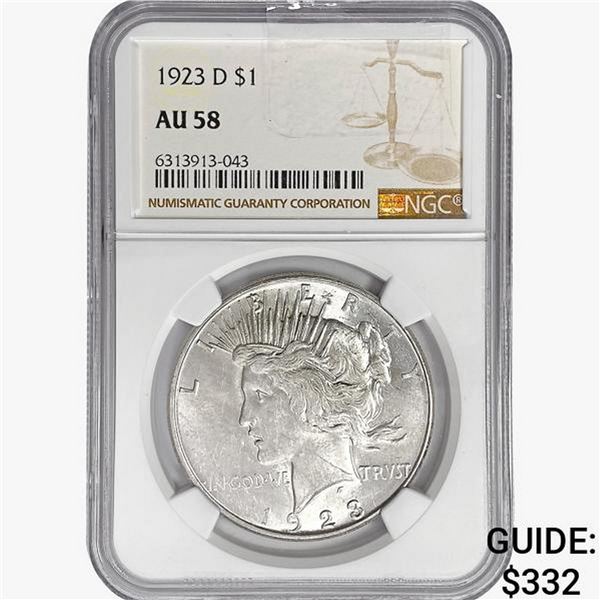 1923-D Silver Peace Dollar NGC AU58