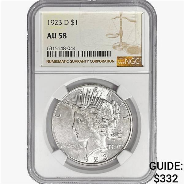 1923-D Silver Peace Dollar NGC AU58