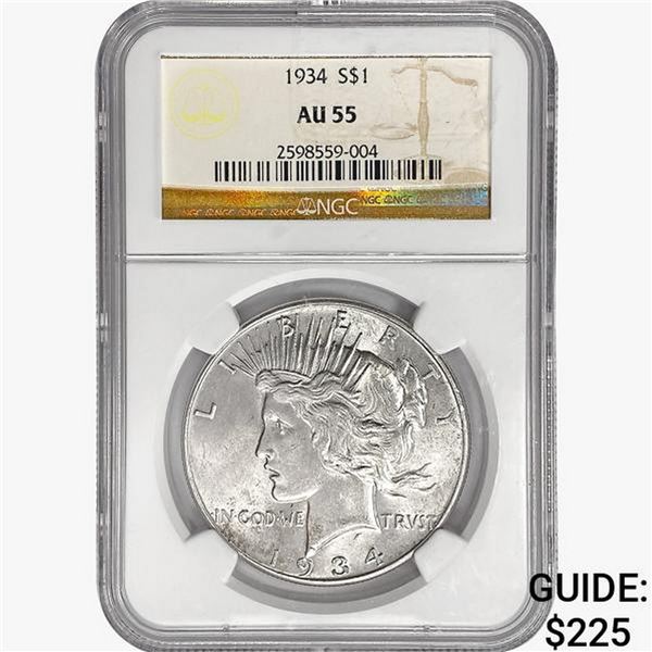 1934 Silver Peace Dollar NGC AU55