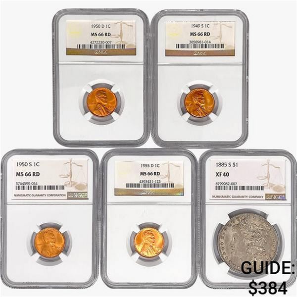 [5] US Varied Coinage NGC MS/XF 1885-1955