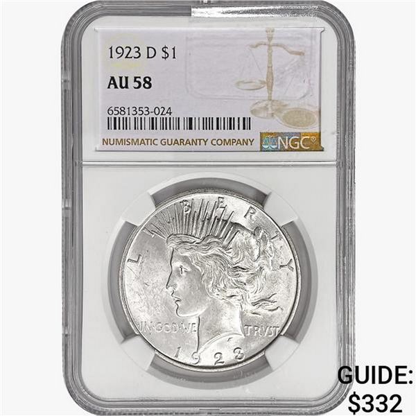 1923-D Silver Peace Dollar NGC AU58