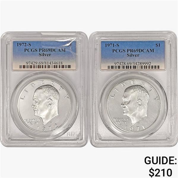 [2] Eisenhower Silver Dollars PCGS PR69 DCAM