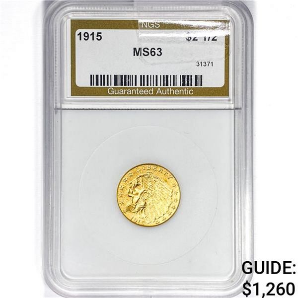 1915 $2.50 Gold Quarter Eagle NGS MS63