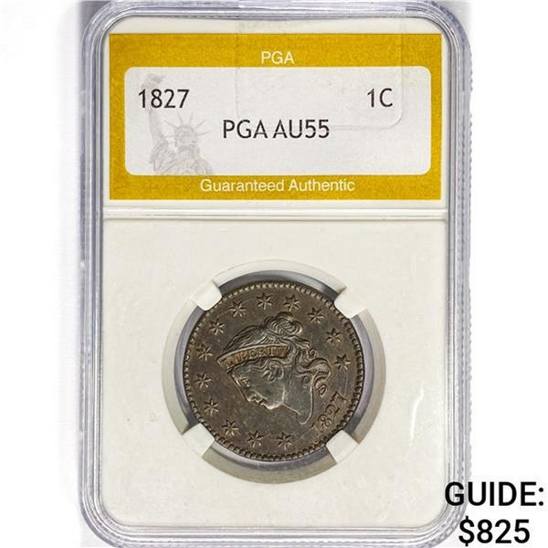 1827 Coronet Head Large Cent PGA AU55