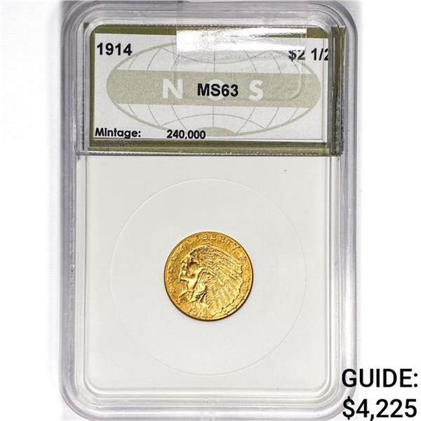 1914 $2.50 Gold Quarter Eagle NGS MS63