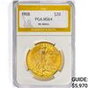 1908 $20 Gold Double Eagle PGA MS64 No Motto
