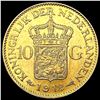 Image 2 : 1912 Netherlands .1947oz Gold 10 Gulden CLOSELY UN