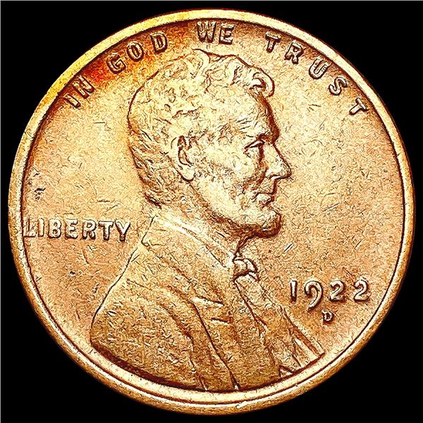 1922-D RED Wheat Cent CHOICE AU