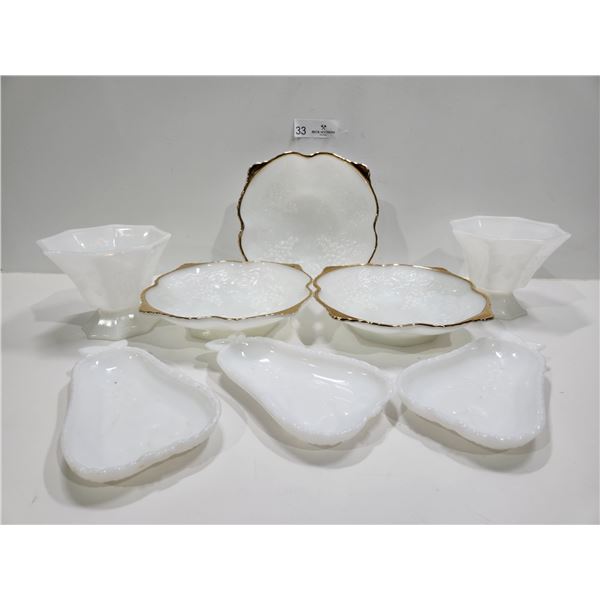 Collection Of Milk Glass Dishware