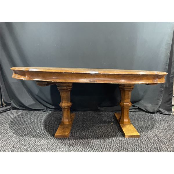 Antique Solid Wood Dining Table, Including Leaf