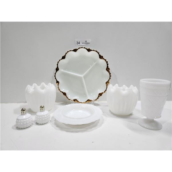 Assortment Of Decorative Milk Glass