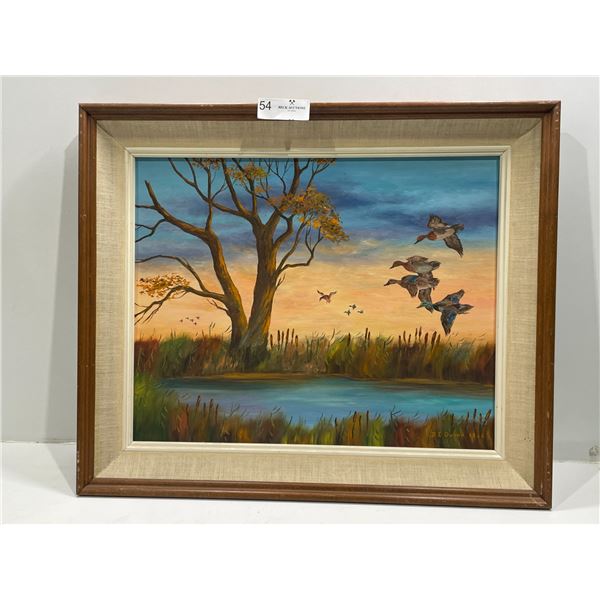 B.E. Owron Duck Painting Oil Painting1966, 24W x 20.5L