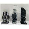 Image 1 : Obsidian And Black Coral Statue With Decorative Quartz Mask, 8.5H, 8H, 7.3/4H
