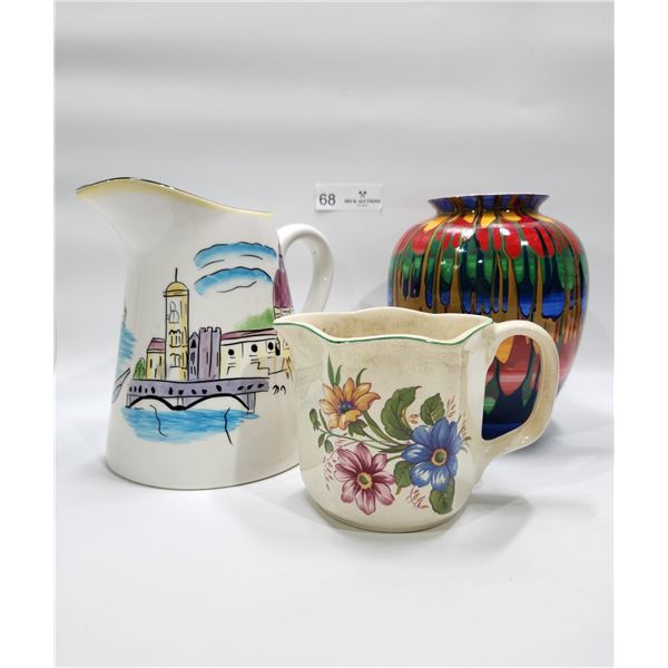 2 Decorative Pitchers, And Vase