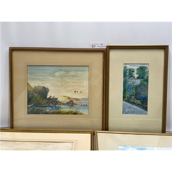 Collection Of Watercolour Signed Landscape Portrait Paintings