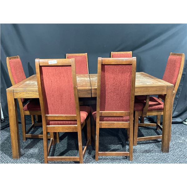 Well Loved Wooden Dining Table With 6 Chairs, 64L x 40W x 30H