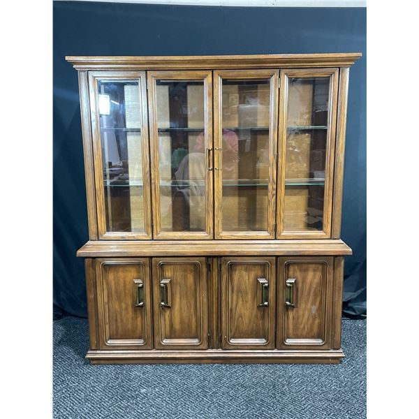Mid Century Modern Wooden China Cabinet, 63L x 19D x 72H
