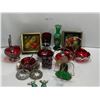 Image 1 : Assortment Of Red Glass Dishware And Home Decor