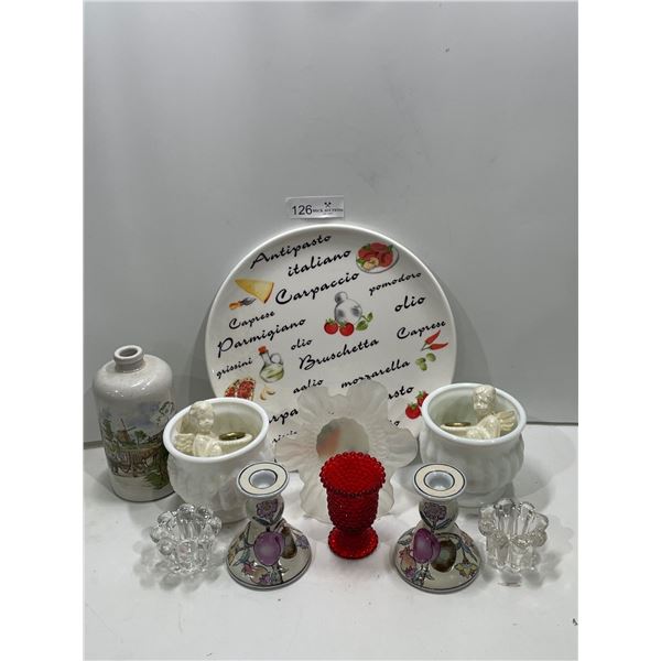 Assortment Of Collectible Dishware, And Home Decor, Candle Holders,
