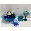 Image 1 : Blue Glass Blown Home Decor, And Vintage Containers