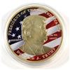 Image 1 : Donald J. Trump Presidential Gold Coloured Colourized Medallion