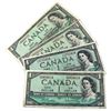 Image 1 : Lot of 4x 1954 Canada $1 Notes with All 4 Different Signature Combinations, Circ, 4Pcs