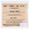 Image 3 : Canada 1858 Five cents F-15 Large Date ICCS