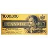 Image 2 : Canada Million Dollar Note - 24kt Gold Gilded Collectible, w/ 8 x 10 Giclee Art Card Display