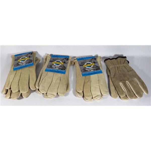 BUNDLE OF NEW LEATHER WORK GLOVES