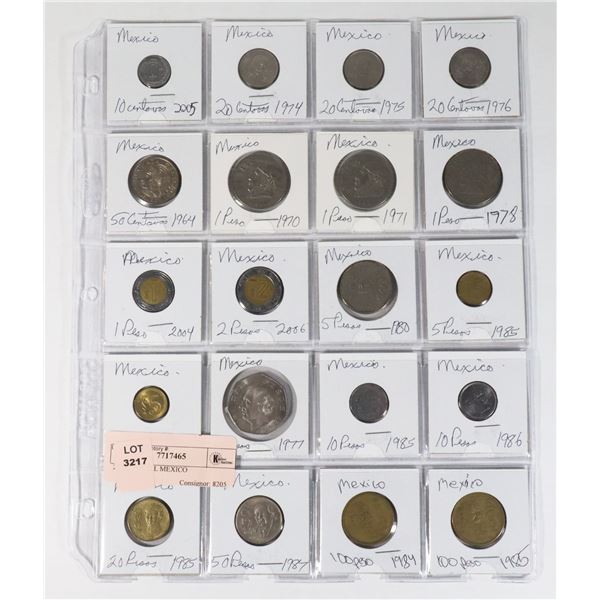 20 COINS ALL MEXICO