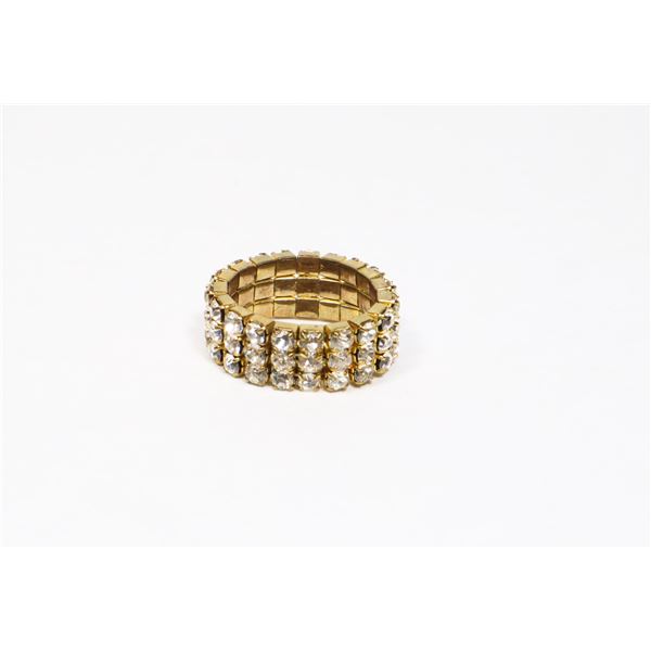 GOLD TONE RHINESTONE STRETCH RING