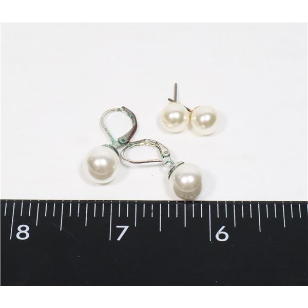 TWO PAIRS OF FAUX PEARL EARRINGS