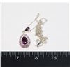 Image 1 : SILVER TONE PURPLE AND CLEAR RHINESTONE TEAR DROP