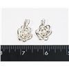 SILVER TONE FLOWER DESIGN FAUX PEARL EARRINGS