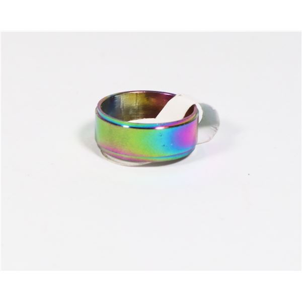 NEW OIL-SLICK TONE ETCHED DESIGN SIZE 5 STAINLESS