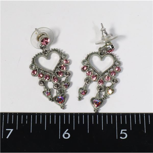 SILVER TONE RHINESTONE DROP EARRINGS