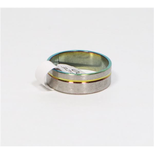 NEW SILVER TONE RAINBOW STRIPE DESIGN STAINLESS