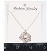 SILVER TONE ROSE PENDANT WITH CHAIN