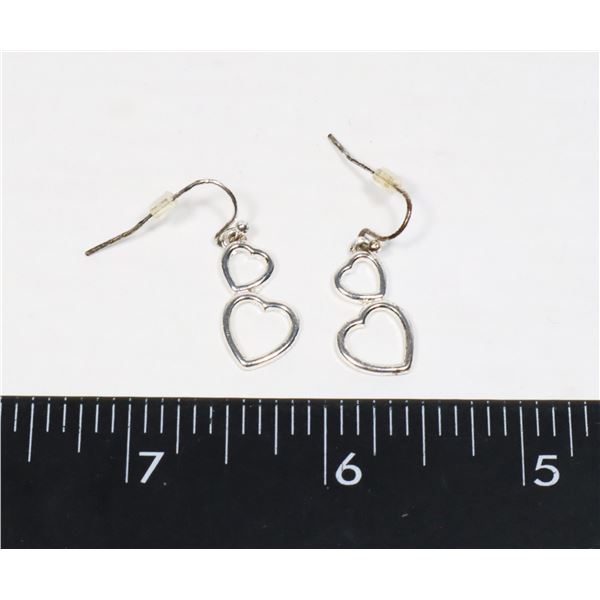 SILVER TONE HEART DROP EARRINGS