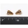 GOLD TONE OWL DESIGN STUD EARRINGS RHINESTONE