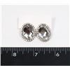 SILVER TONE CLEAR RHINESTONE OVAL STUD EARRINGS